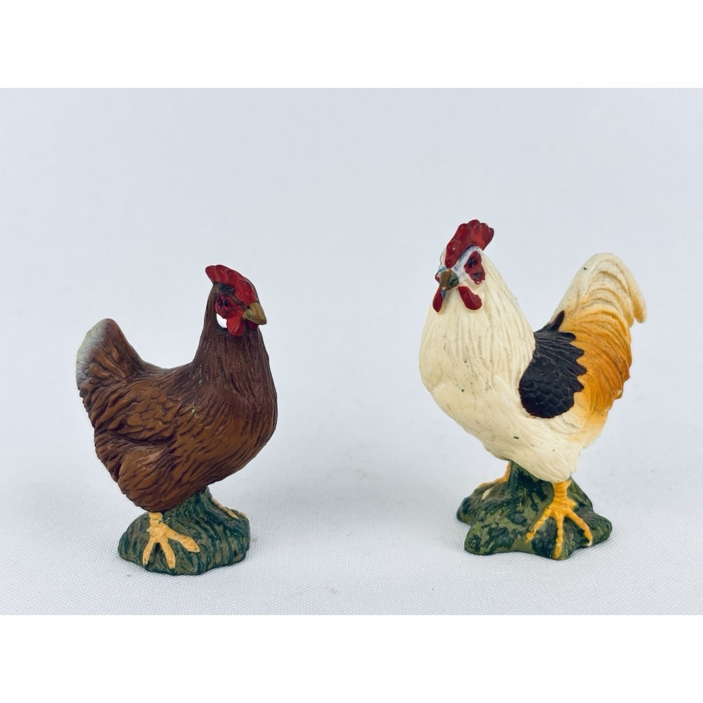 Schleich Vintage Farmyard Animals Chicken Rooster Retired Lot of 2 1990's